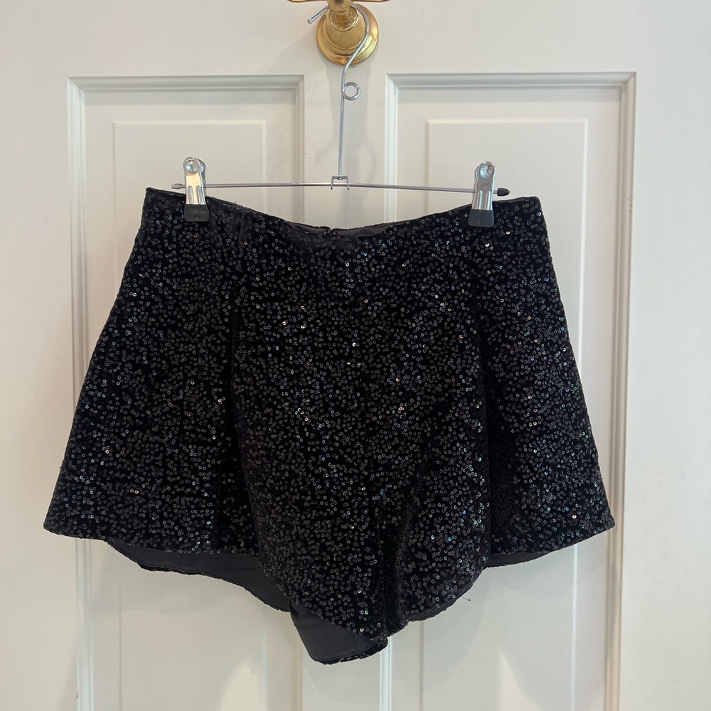 Zara Shimmering Black Sequin Shorts